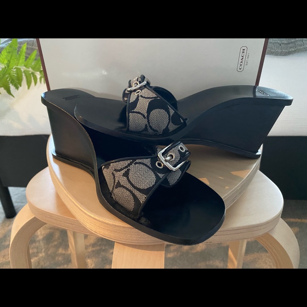 Coach Honey Large C Logo Mules